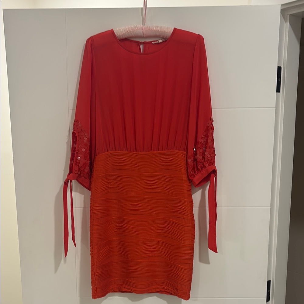 Chic Orange Long Sleeve Dress